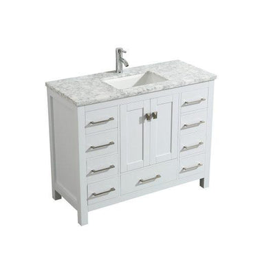 Eviva Hampton 36″ x 18″ White Transitional Bathroom Vanity w/ White Carrara Top Vanity Eviva